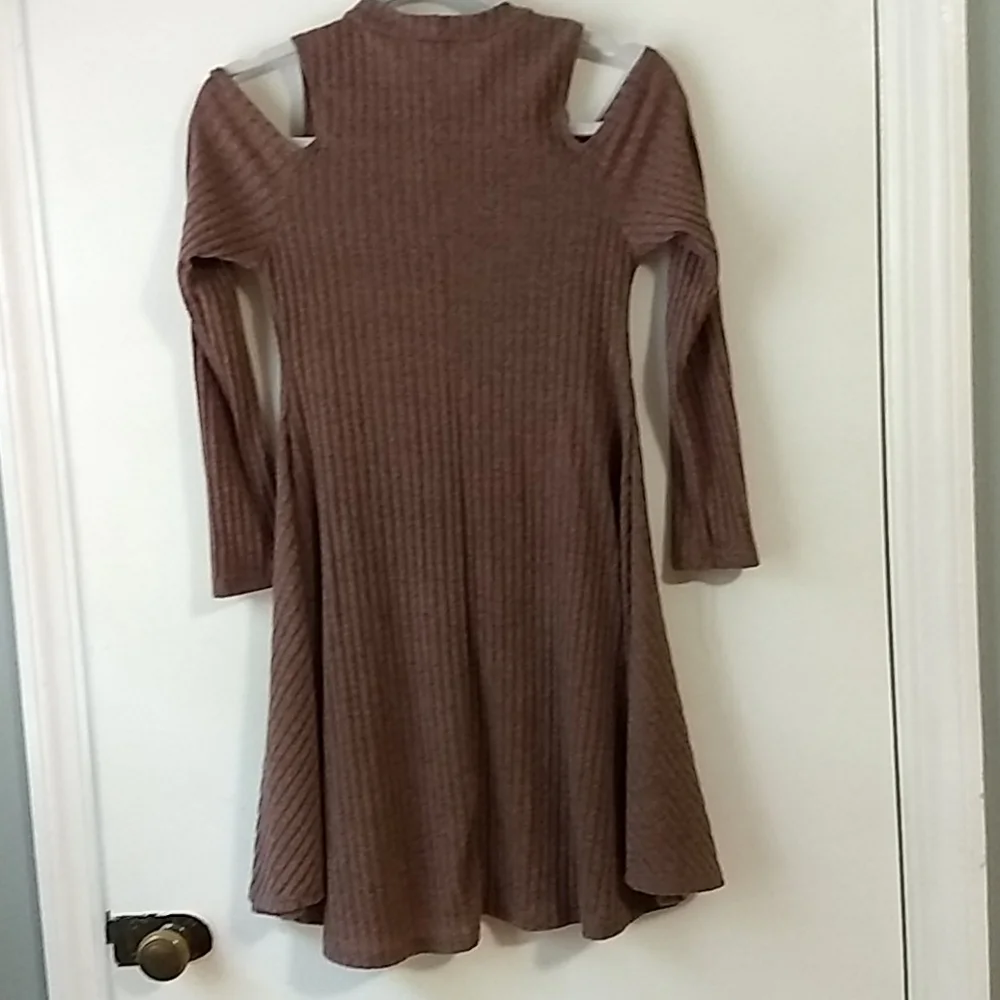 Pinc Ribbed Knit Light Brown Dress